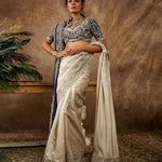 Beige embroidered saree set - Jayanti Reddy
