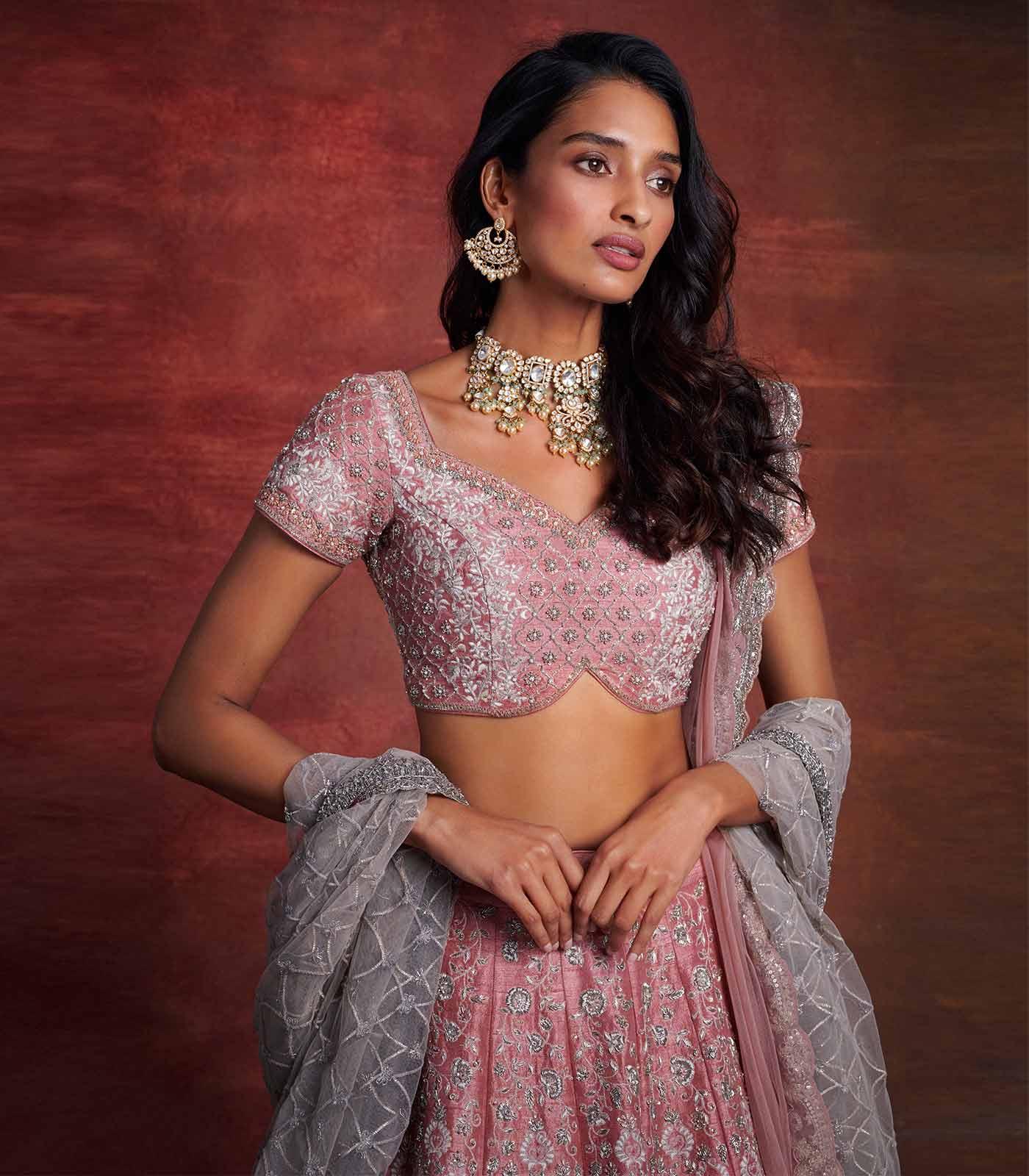 Blush pink embroidered lehenga set - Jayanti Reddy