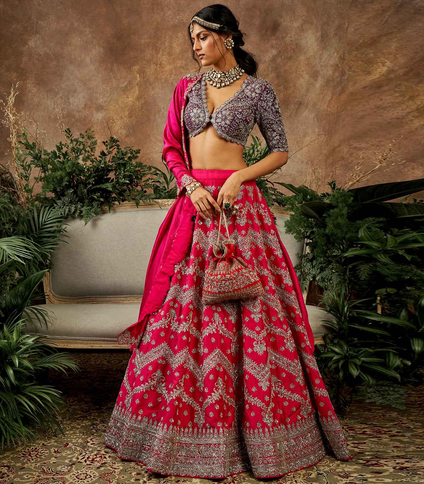 Pink embroidered lehenga set - Jayanti Reddy