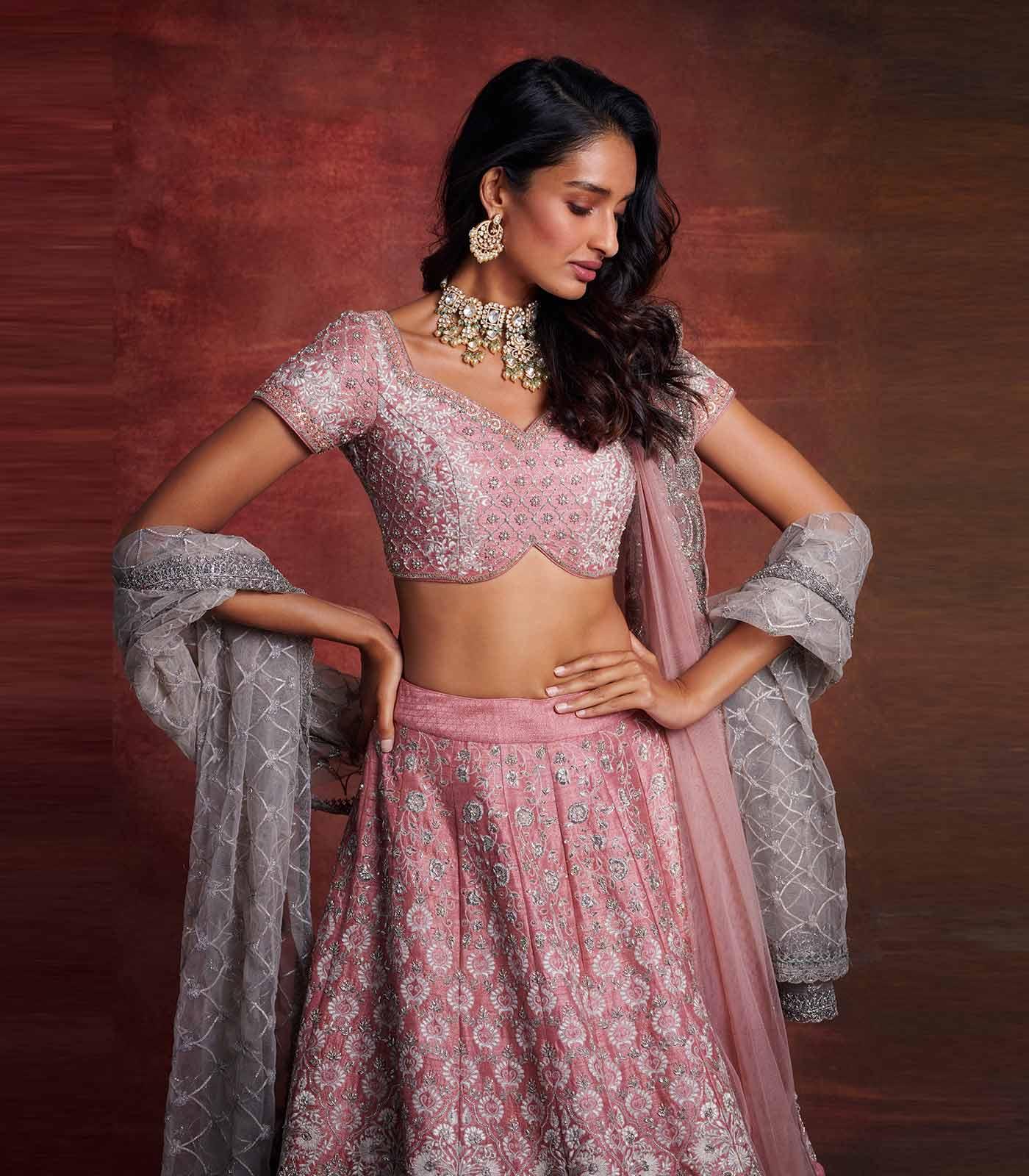 Blush pink embroidered lehenga set - Jayanti Reddy