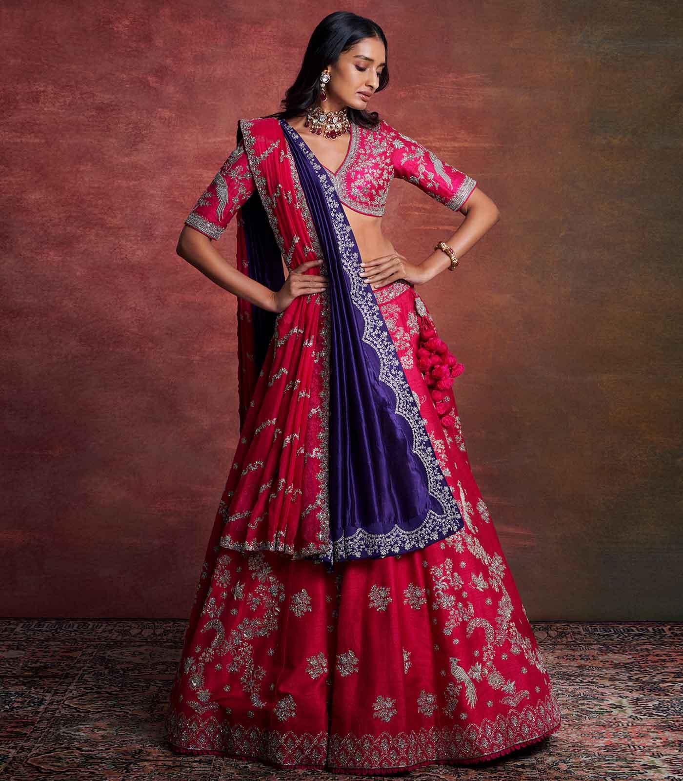 Red Embroidered Lehenga Set - Jayanti Reddy