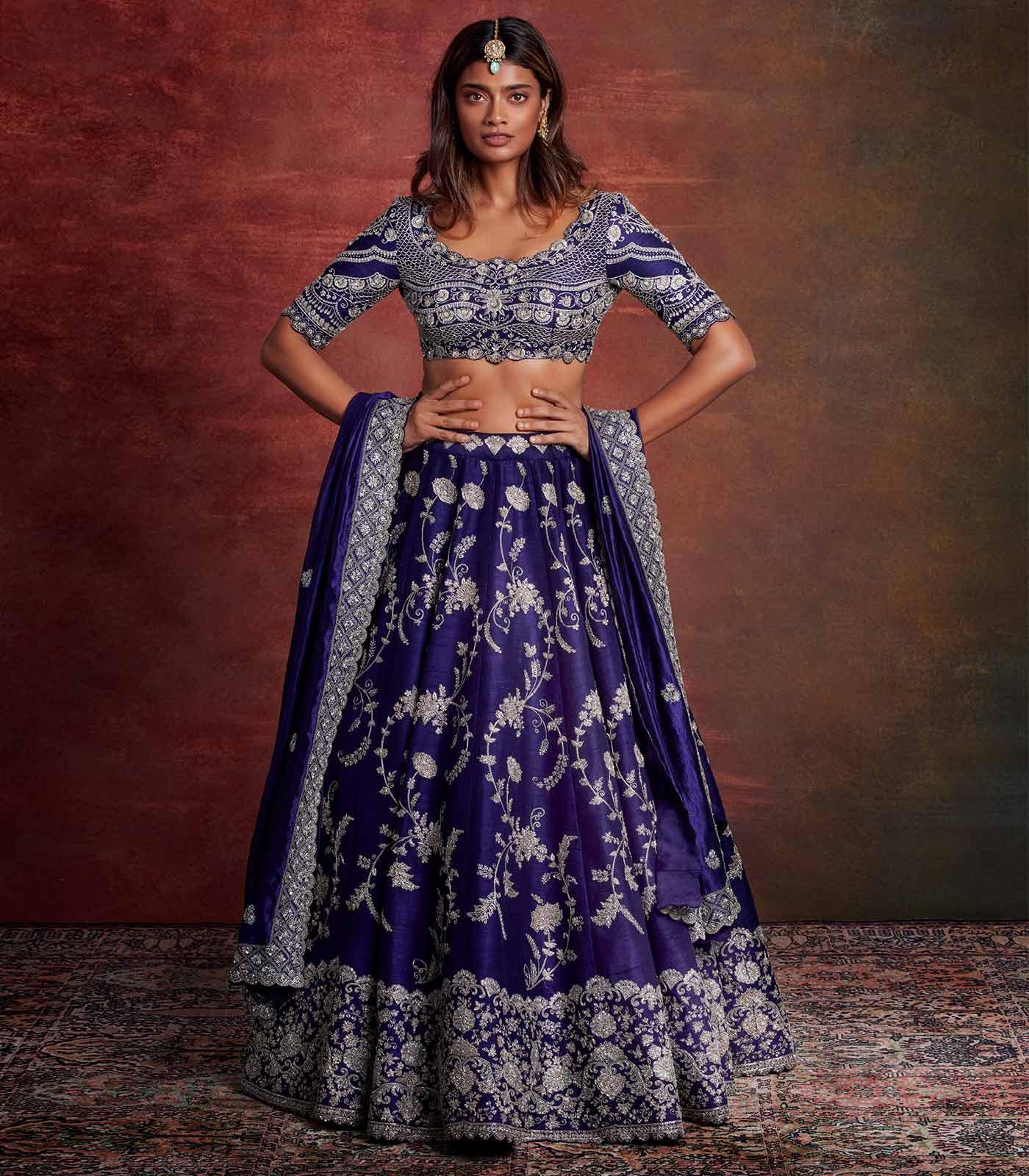 Purple embroidered lehenga set - Jayanti Reddy