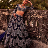 Purple Embroidered Lehenga Set - Jayanti Reddy