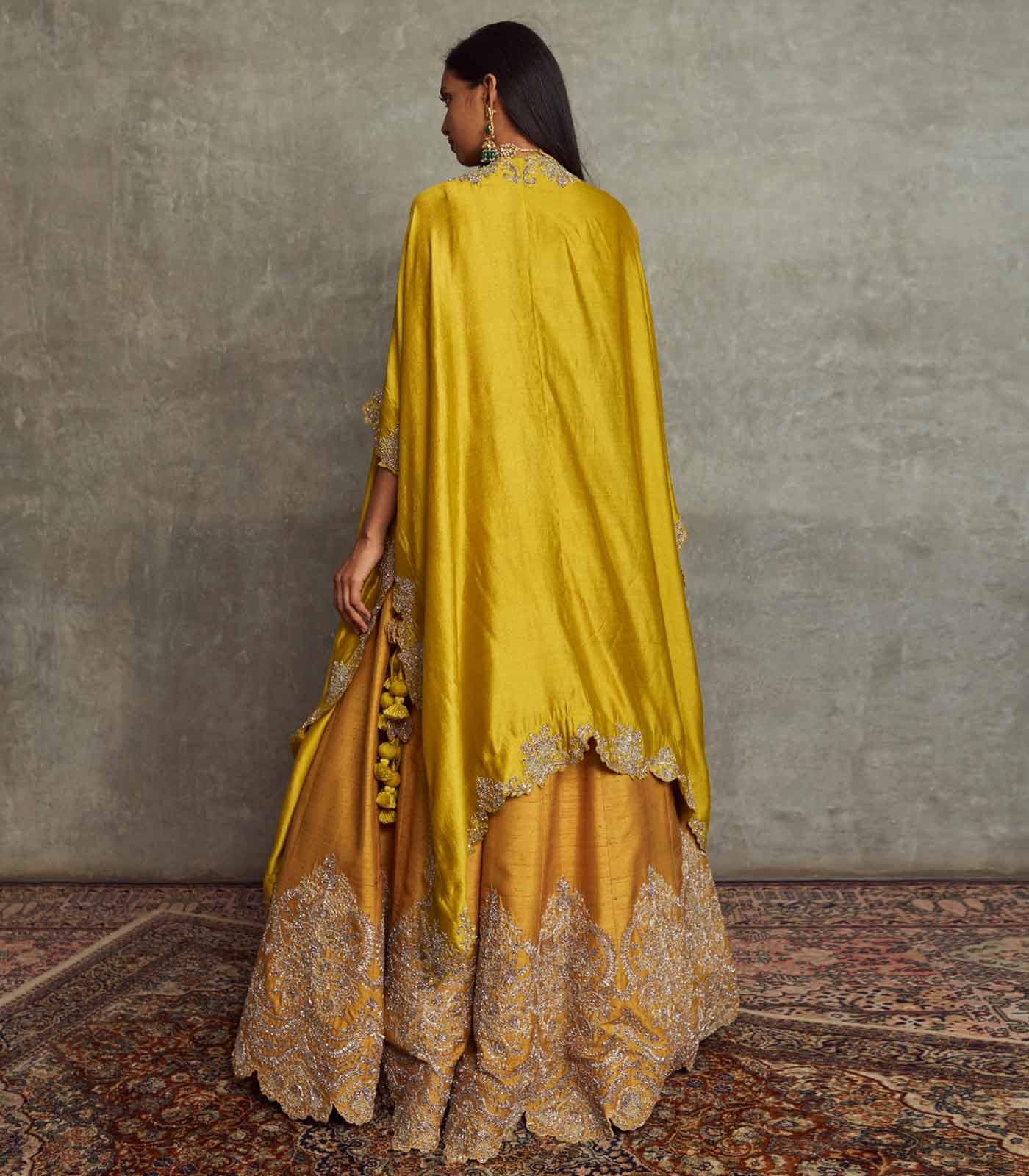 Mustard Embroidered Lehenga Set - Jayanti Reddy