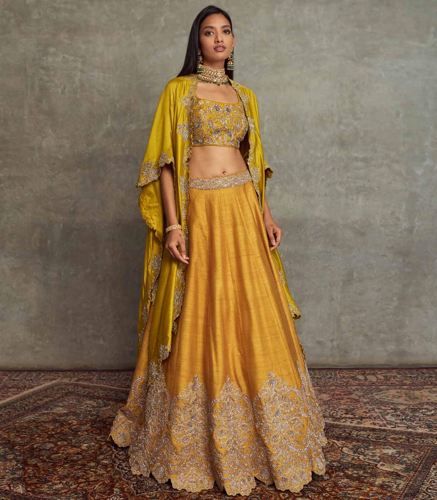 Mustard Embroidered Lehenga Set - Jayanti Reddy