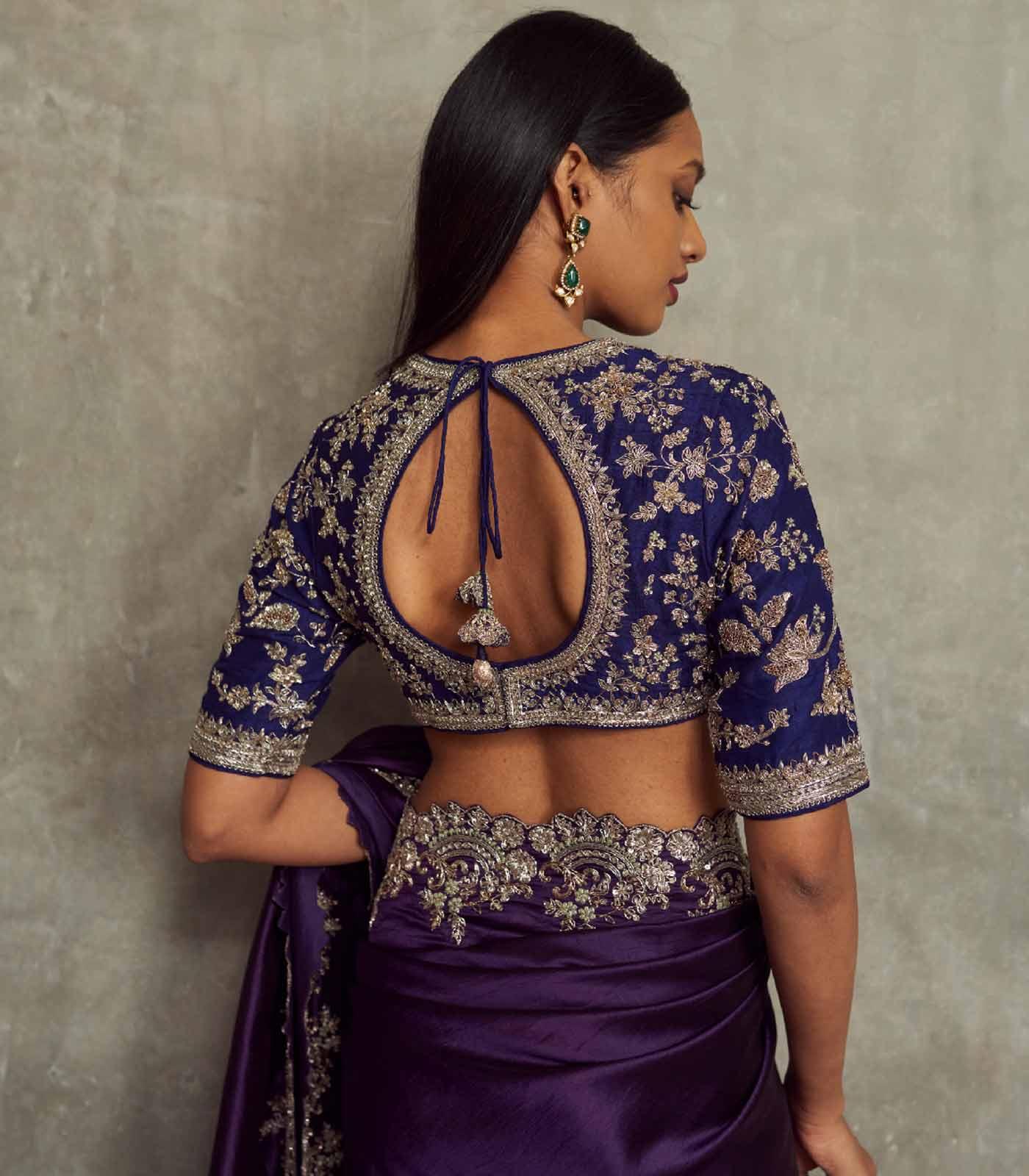 Purple Embroidered Saree With Blouse - Jayanti Reddy