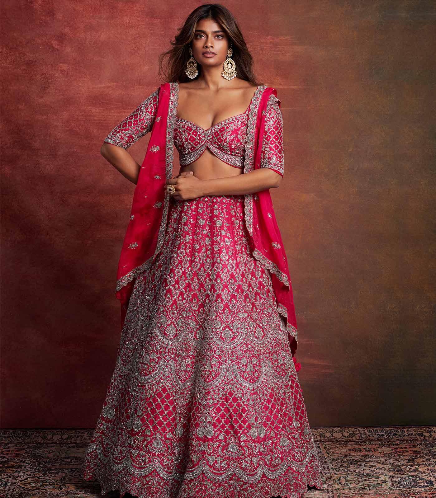 Pink embroidered lehenga set - Jayanti Reddy