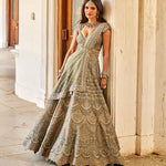 Mint Mustard Embroidered Lehenga Set - Jayanti Reddy